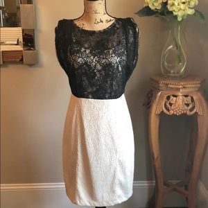 Nude and black lace cocktail dress!